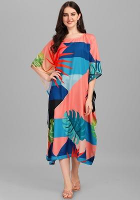 Multicolor Digital Printed Poly Rayon Kaftan
