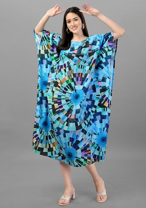 Multicolor Digital Printed Poly Rayon Kaftan