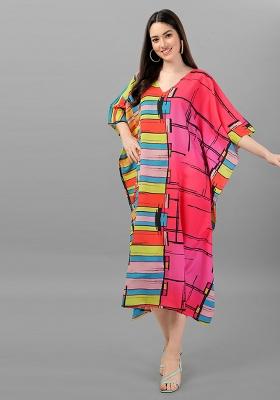 Multicolor Digital Printed Poly Rayon Kaftan