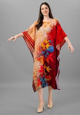 Multicolor Digital Printed Poly Rayon Kaftan