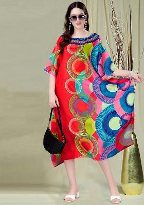 Multicolor Digital Printed Poly Rayon Kaftan