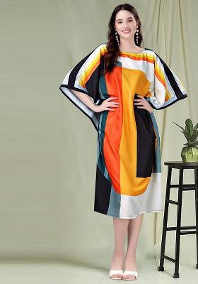 Multicolor Digital Printed Poly Rayon Kaftan