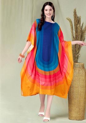 Multicolor Digital Printed Poly Rayon Kaftan