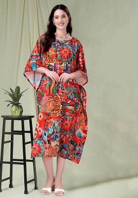 Multicolor Digital Printed Poly Rayon Kaftan
