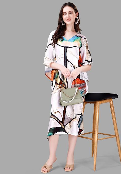 Multicolor Digital Printed Poly Rayon Kaftan