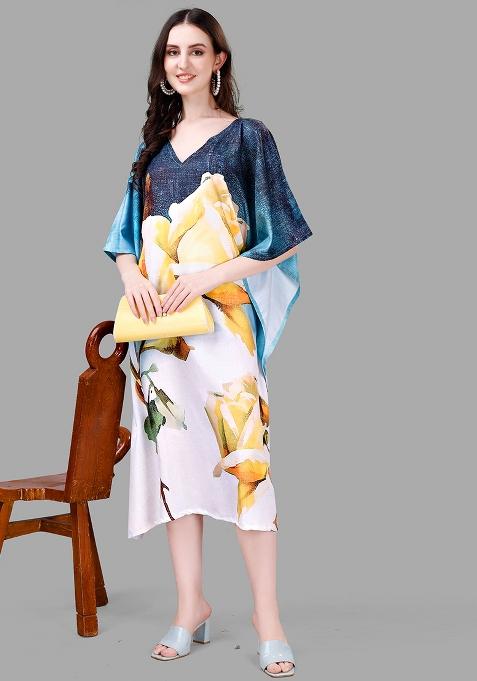 Multicolor Digital Printed Poly Rayon Kaftan