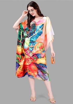 Multicolor Digital Printed Poly Rayon Kaftan