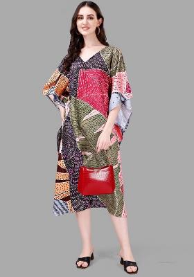 Multicolor Digital Printed Poly Rayon Kaftan