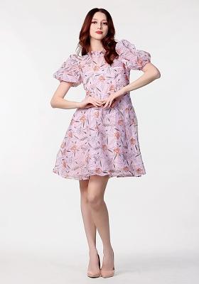 Purple Prirnted Blended Dress