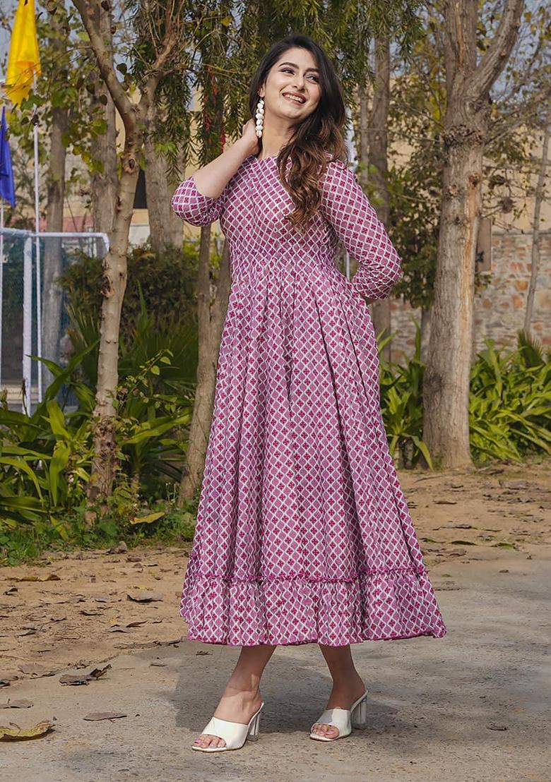 Maharani Digital Printed Rayon Anarkali Dress