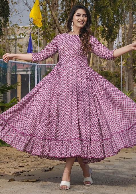 Maharani Digital Printed Rayon Anarkali Dress