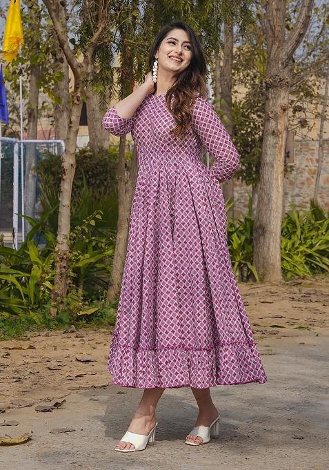 Maharani Digital Printed Rayon Anarkali Dress