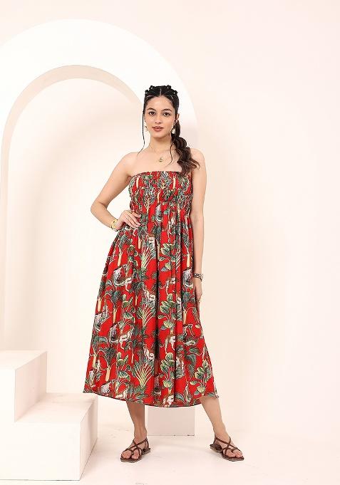 Red Printed Cotton Dress