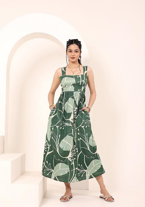 Green Printed Cotton Dress