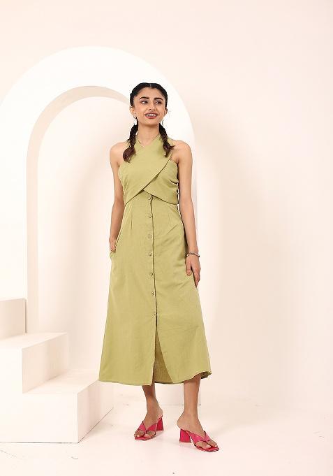 Green Printed Cotton Dress