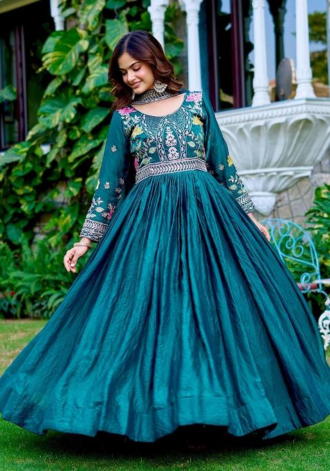 Rama Embroidery Silk Gown