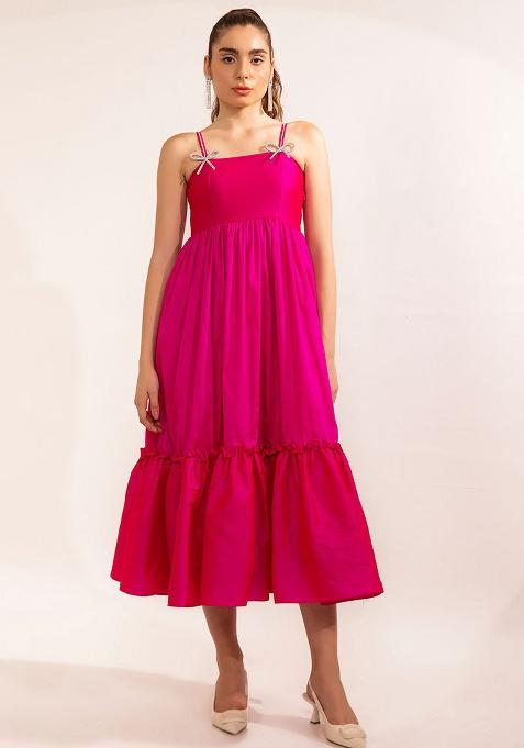 Pink Motif Silk Dress