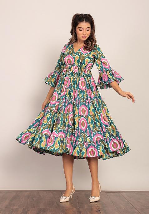 Multi Color Motif Cotton Dress
