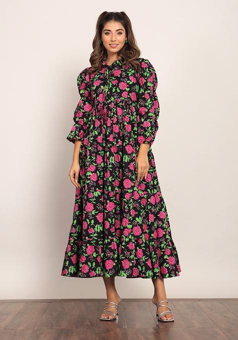 Multi Color Motif Cotton Dress