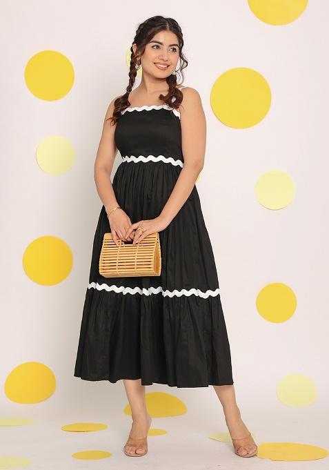 Black Motif Cotton Dress