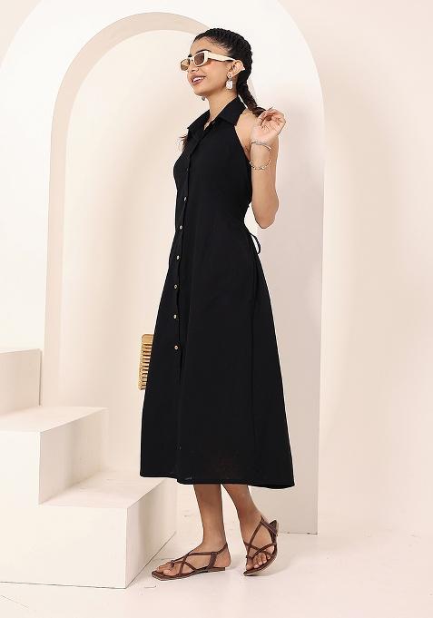 Black Motif Cotton Dress