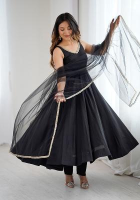 Black Mirror Lace Silk Gown