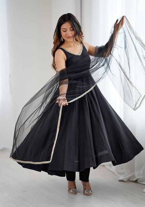 Black Mirror Lace Silk Gown