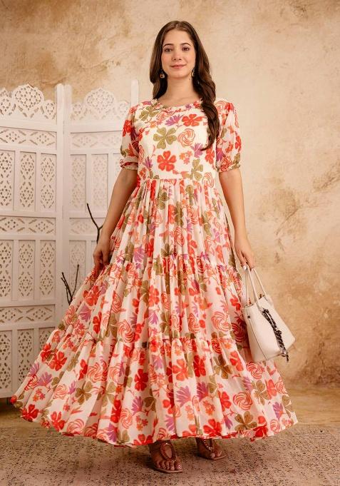 Multicolour Printed Georgette Gown