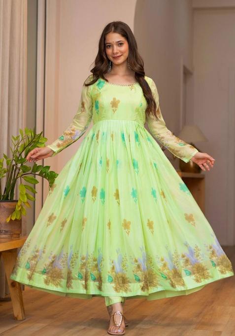 Pista Printed Organza Gown