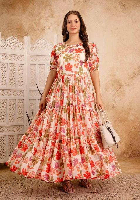 Multicolour Motif Cotton Gown