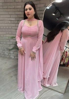 Light Pink Embroidery Georgette Gown