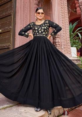 Black Sequnce Emroidery Work Georgette Dress