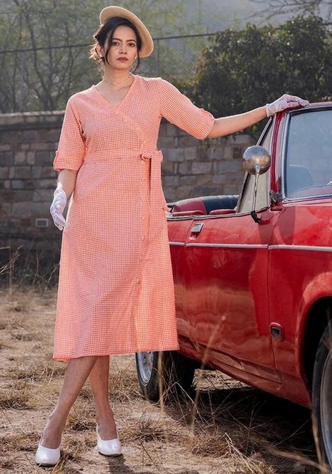 Orange Motif Cotton Dress