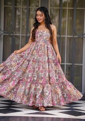 Multi Printed Poly Rayon Gown