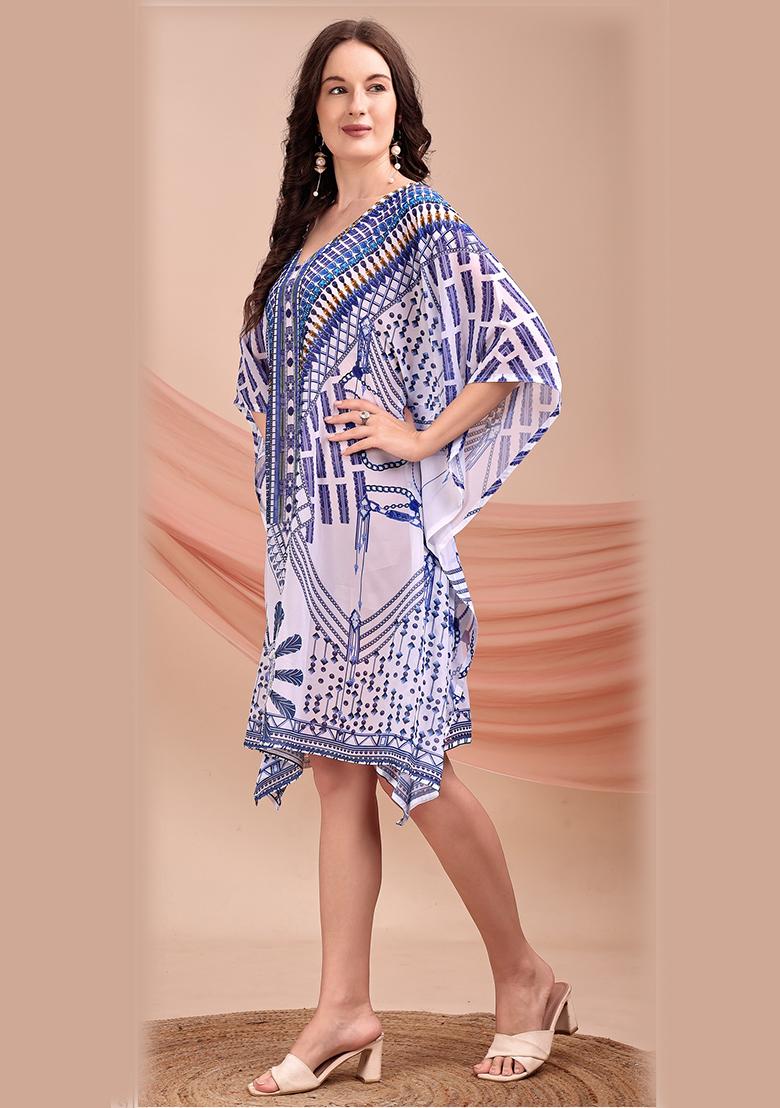 Multicolor Printed Georgette Kaftan - Indya