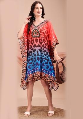 Multicolor Printed Georgette Kaftan