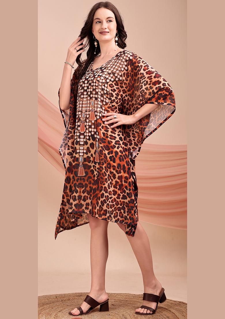 Multicolor Printed Georgette Kaftan - Indya