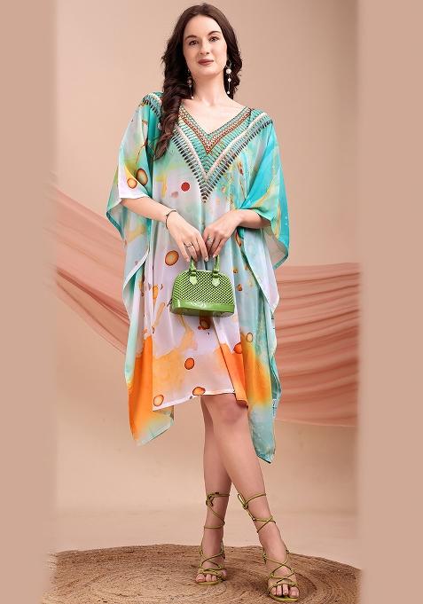 Multicolor Printed Georgette Kaftan