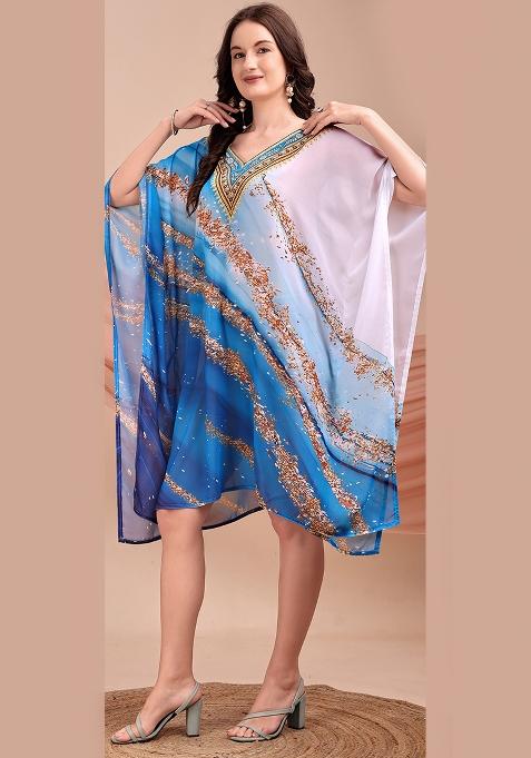 Multicolor Printed Georgette Kaftan