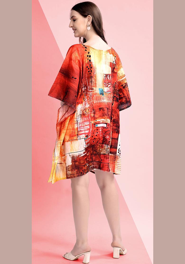 Multicolor Printed Cotton Kaftan - Indya
