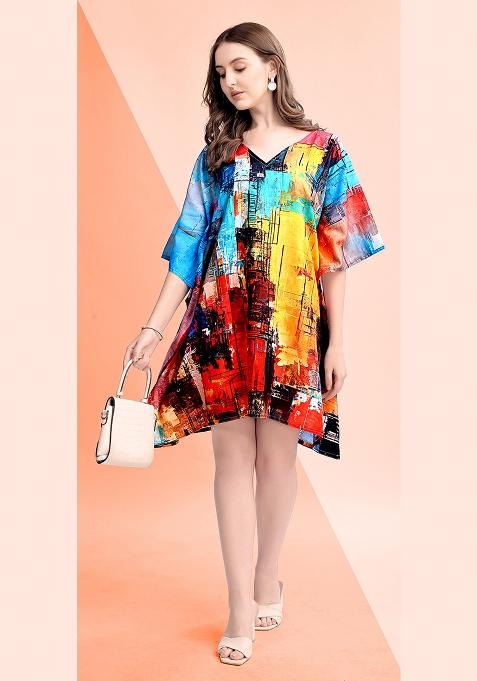 Multicolor Printed Cotton Kaftan