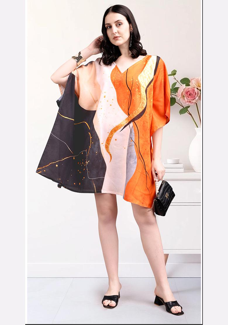 Multicolor Printed Cotton Kaftan - Indya