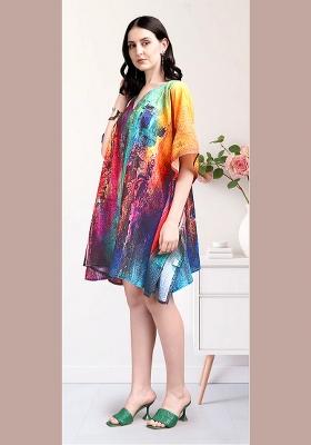 Multicolor Printed Cotton Kaftan