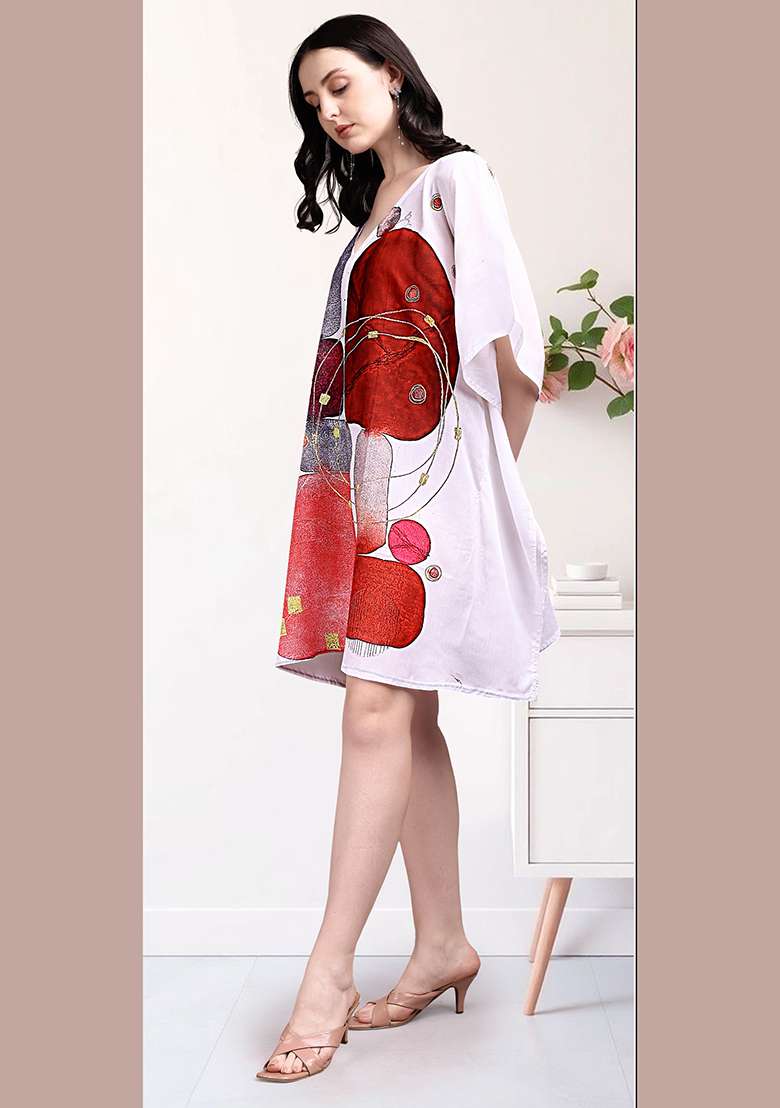 Multicolor Printed Cotton Kaftan - Indya
