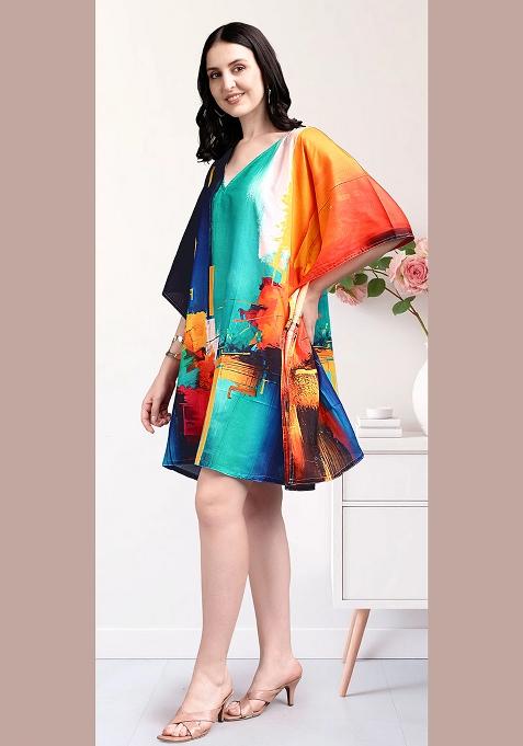 Multicolor Printed Cotton Kaftan