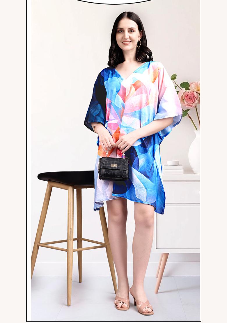 Multicolor Printed Cotton Kaftan - Indya