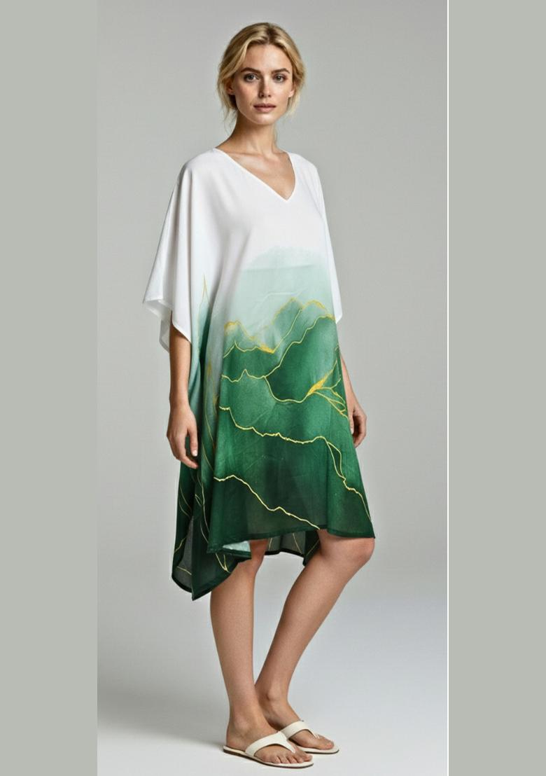 Multicolor Printed Cotton Kaftan - Indya