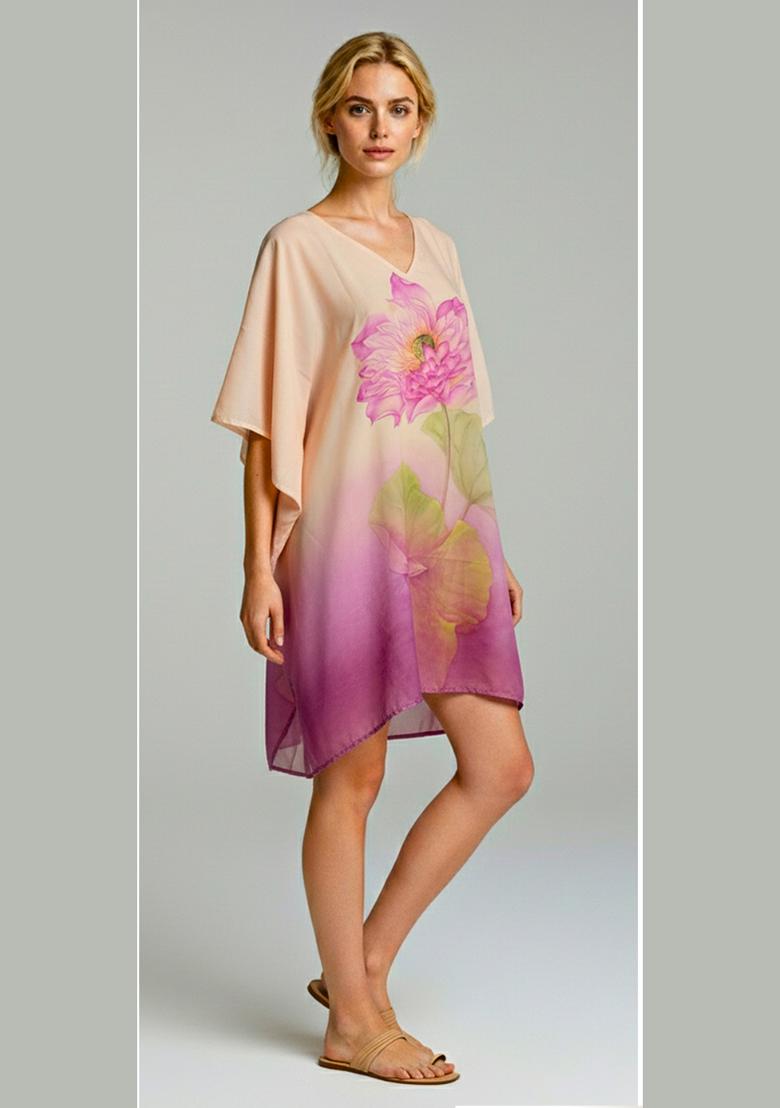 Multicolor Printed Cotton Kaftan - Indya
