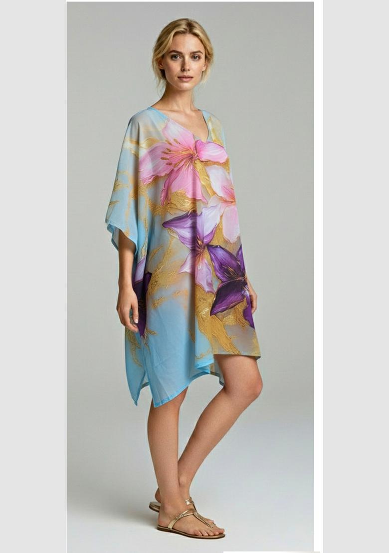Multicolor Printed Cotton Kaftan - Indya