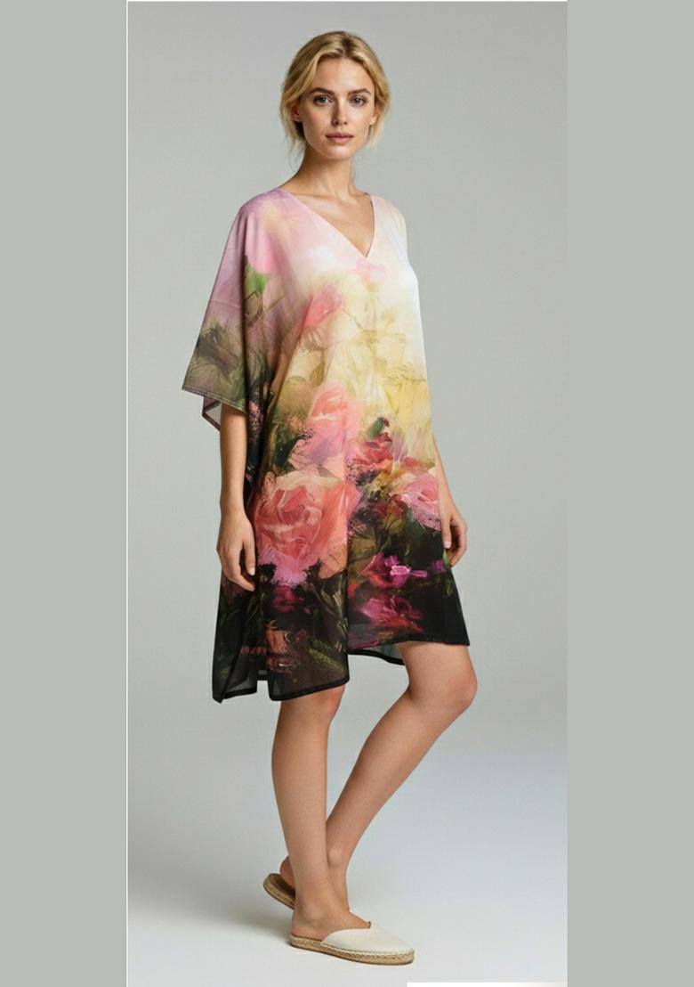 Multicolor Printed Cotton Kaftan - Indya